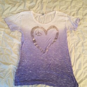 PINK white and purple ombré tee with heart